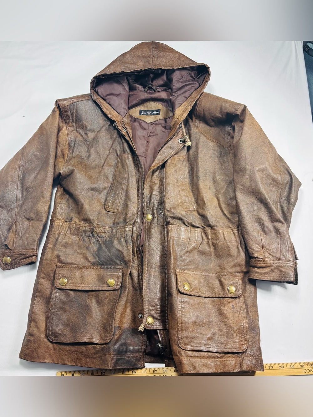 Classic Brown Leather Hooded Jacket W633